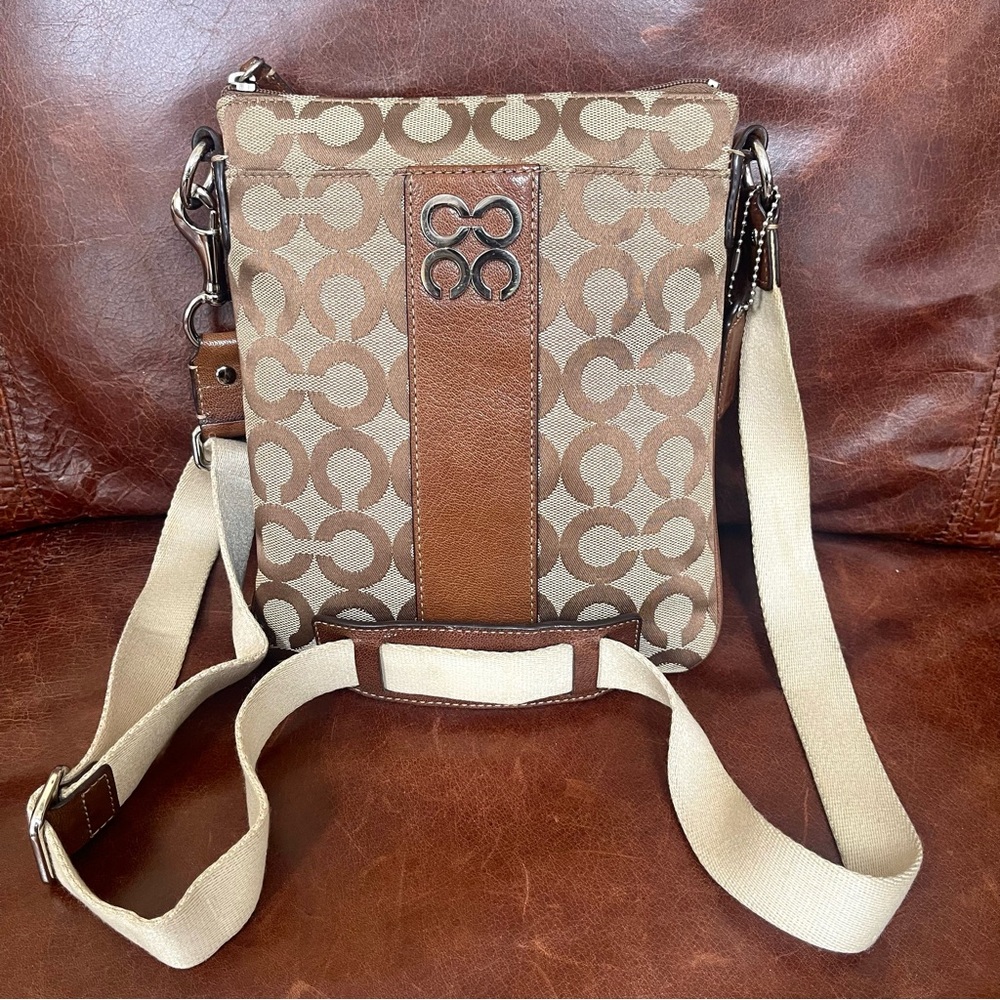 Coach Khaki/Brown Signature Crossbody Bag